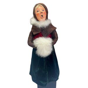Vintage Paper Mache Old Lady Christmas Choir Singer 11.25 in H.